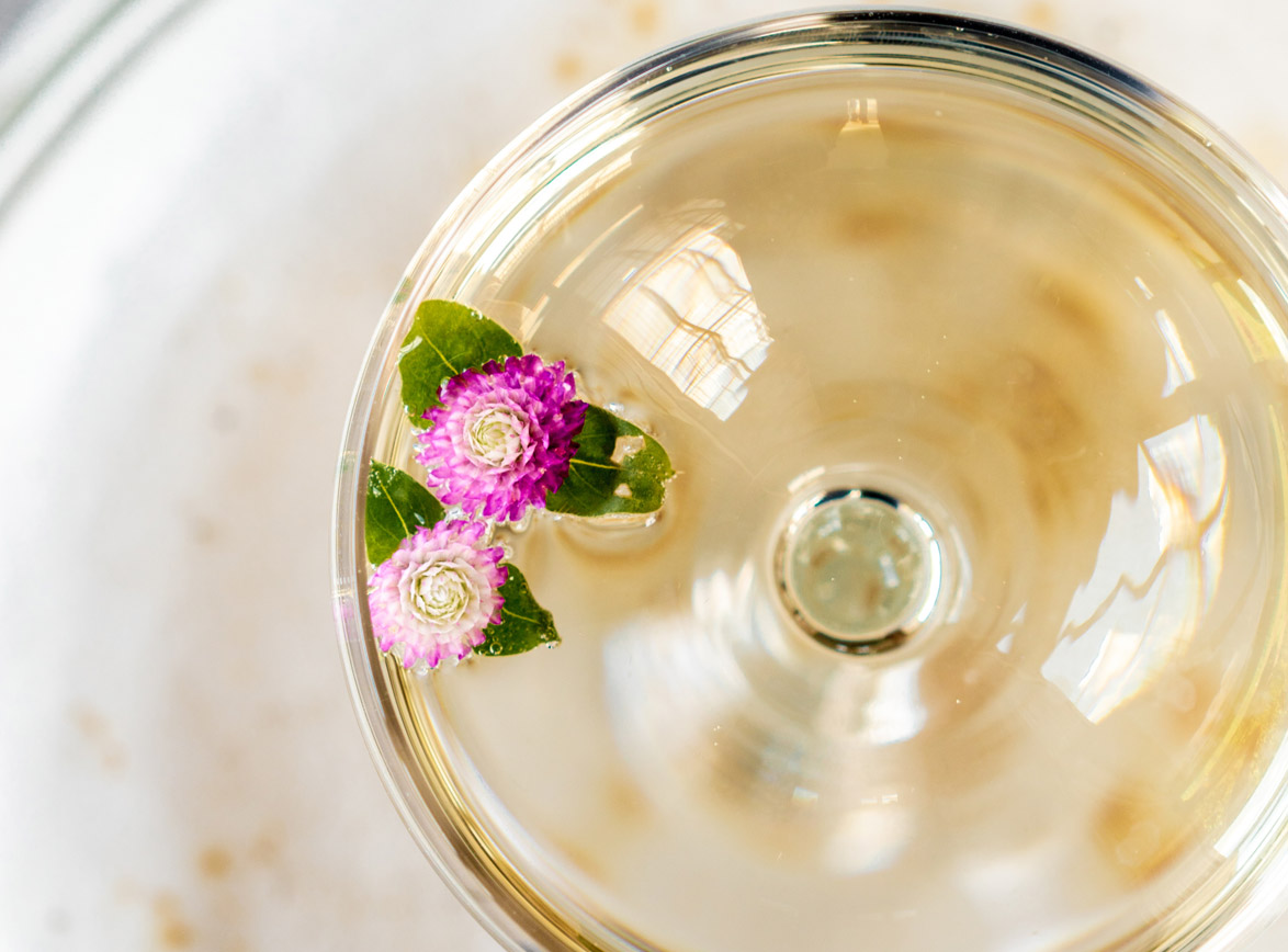 Glass of wine from above